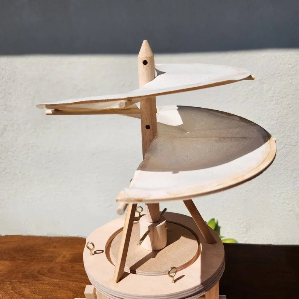Leonardo da Vinci Wood Model Aerial Screw Helicopter Flying Machine Wooden DIY